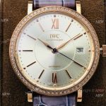 Swiss Grade I Copy IWC Portofino Ladies Watch Diamond Bezel Rose Gold